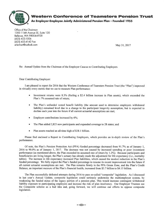 letter from employer chairman the western conference of teamsters employer letter