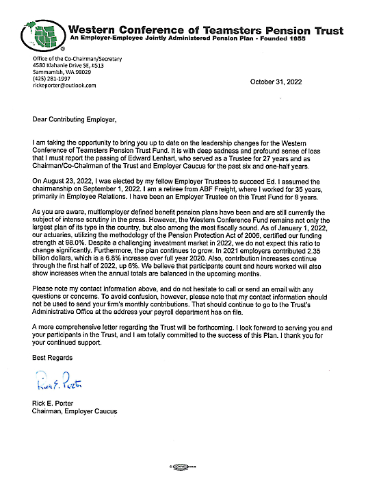 Image of Employer Chairman Letter